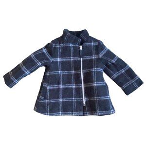 Cherokee Girls Plaid Peacoat Style Coat-Black/White-Size 18M-GUC